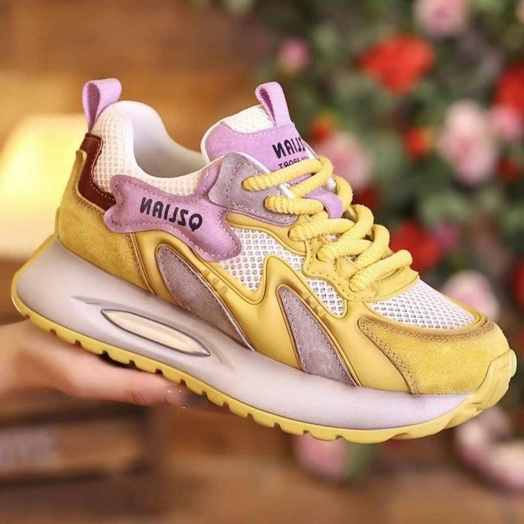 

Daddy shoes women s retro platform lace-up color matching heightening mesh sports women s shoes 35 світло-зелений колір