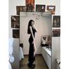 Summer new female Spice Girl hip wrap tight dress black long dress sexy slim fit