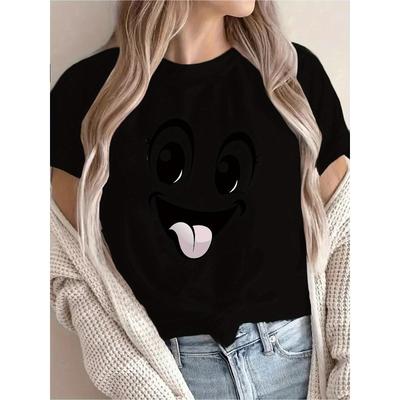New Arrival Women's Fun Print T-Shirt Round Neck Short Sleeve Machine Washable Versatile Casual Vacation Outing Sports Spring Summer Top