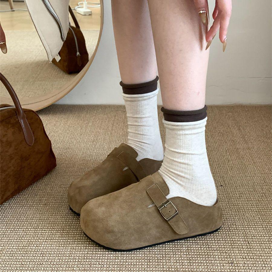 Thick-soled inner height-increasing shoes for women to wear outside autumn and winter new lazy one-pedal soft-soled non-slip bag head slippers