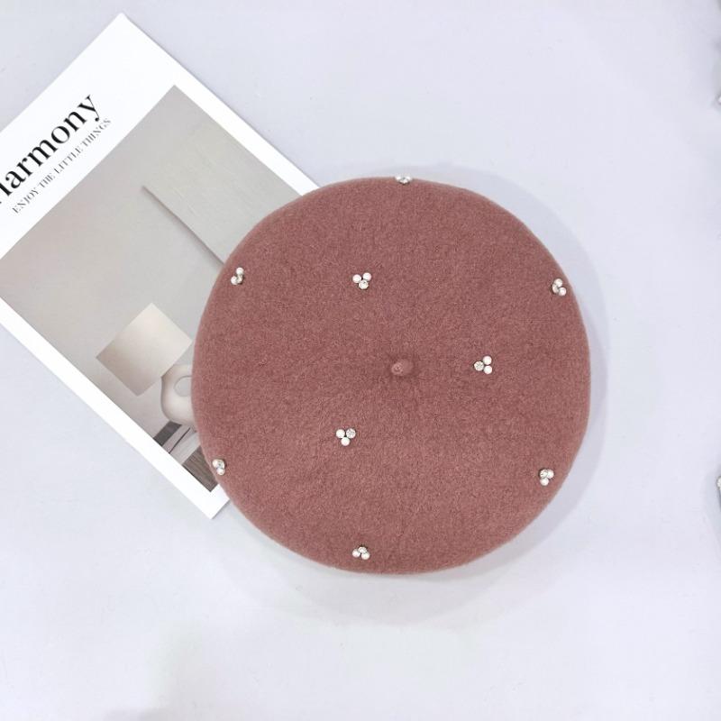 25 early autumn new silver silk rhinestone beret hat wool elegant knitted hat tide