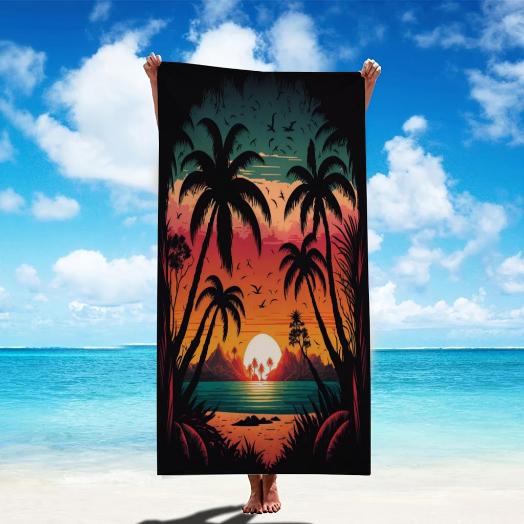Microfiber Beach Towel Flamingo Palm Tree Bath Towel Thin Absorbent Extra Large Towel for Beach Swimming Camping Yoga Bath Sport