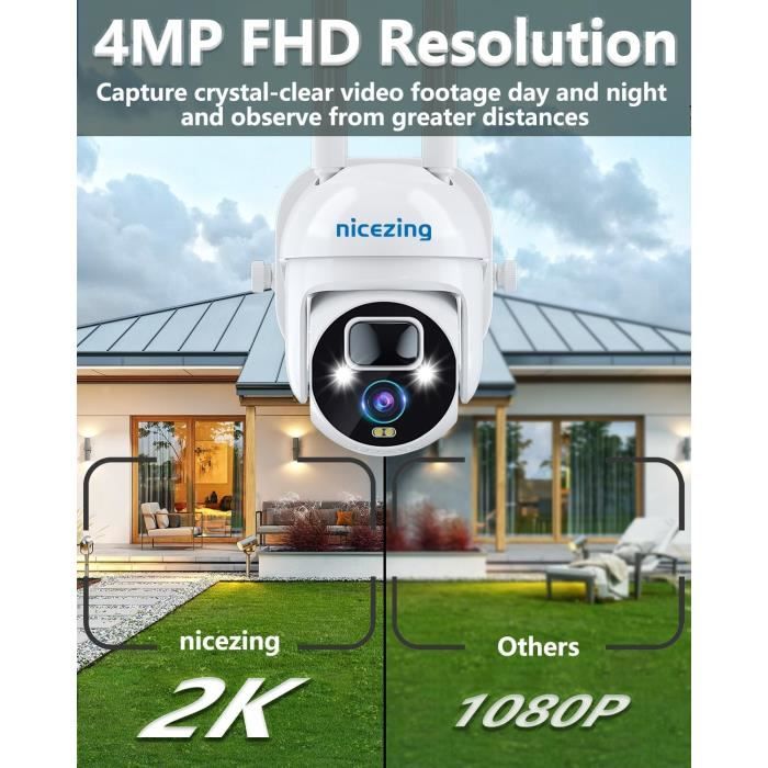 Caméra De Sécurité - WiFi Extérieure - 4MP - Vision Nocturne Couleur - Étanche IP66