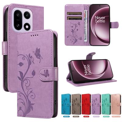Butterfly Flower Vine Case For Oneplus 15 13 13R 13T 12 12R 11 10T 10 9 Pro ACE 6 5 Pro Ultra Racing Leather Book Cover