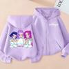 KPop Demon Hunters Zipper Hoodie Cartoon Girls Coat Fashion Thin Clothes Purple Autumn Hoodie Jacket Kids Anime Sweatshirt