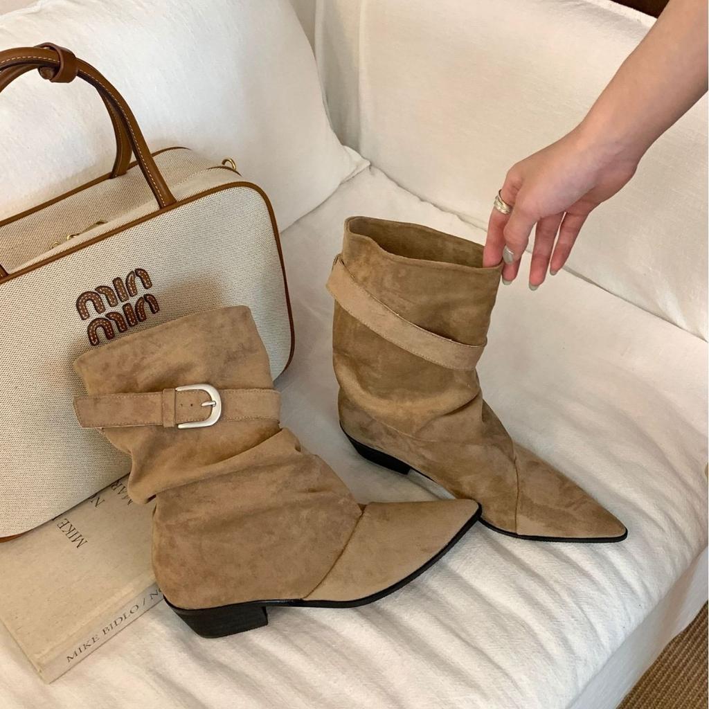 Western knight women's boots autumn and winter women's shoes niche light luxury retro boots