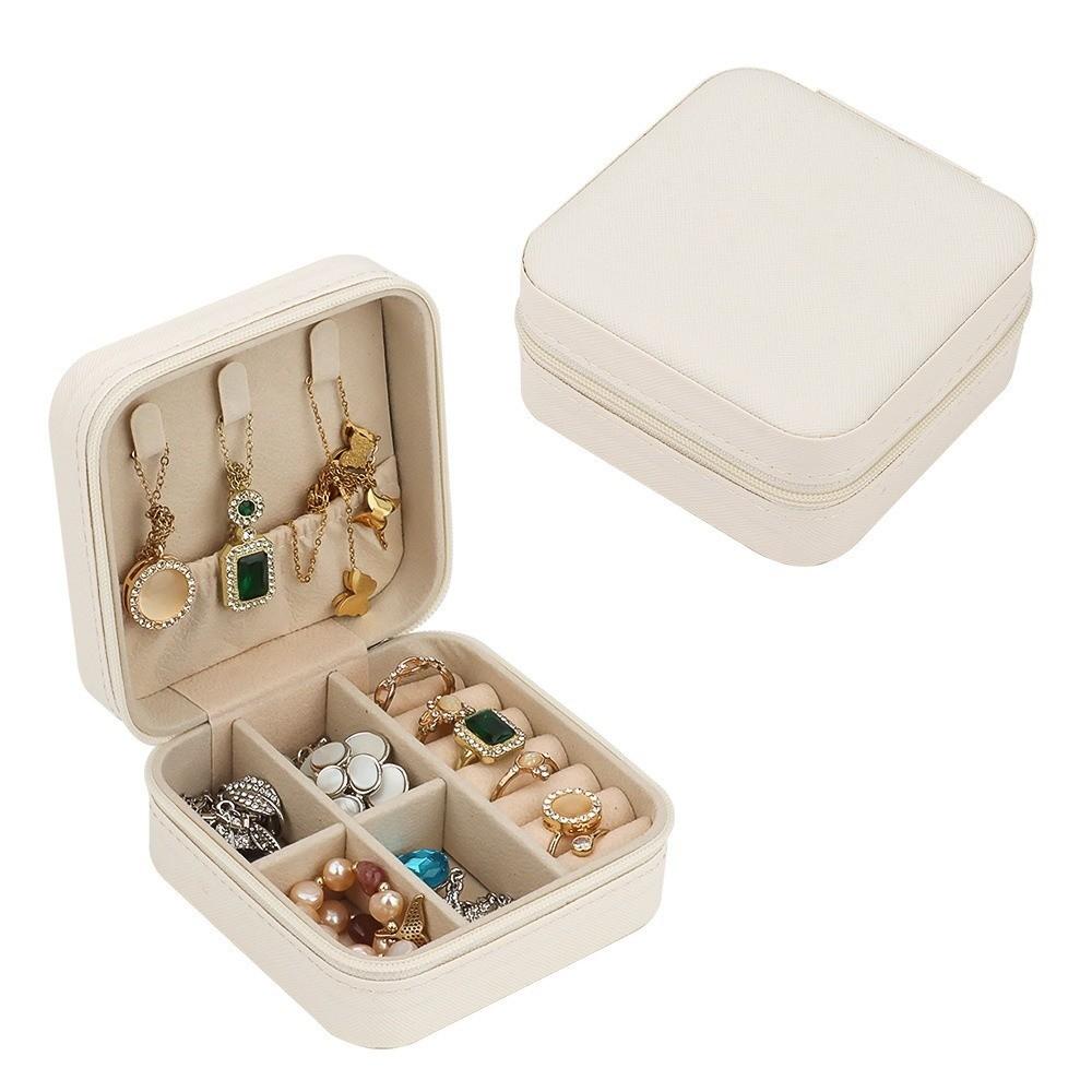 PU Leather Mini Jewelry Storage Zipper Closure Travel Jewelry Box Jewelry Organizer  Display Box