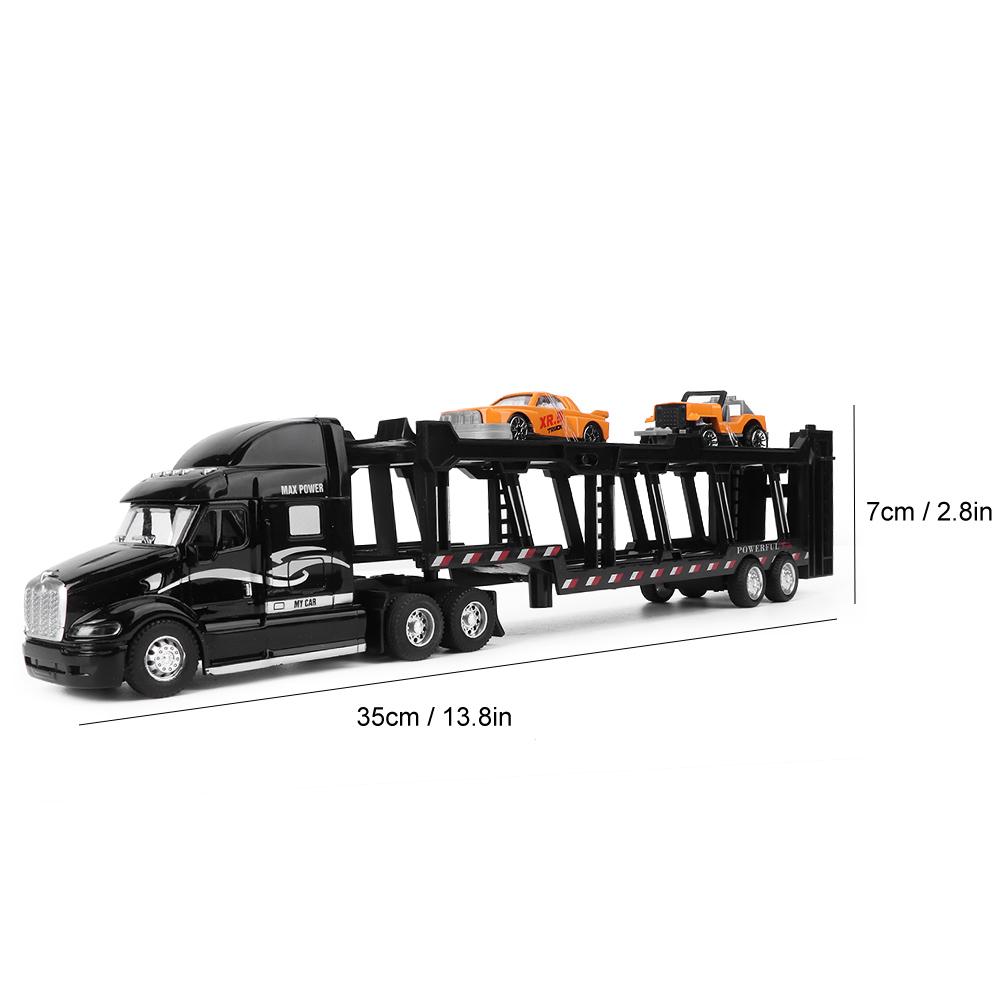 1:48 35CM Alloy Truck Model Simulation Light Sound Effect Vehicles Toy with 2pcs Car