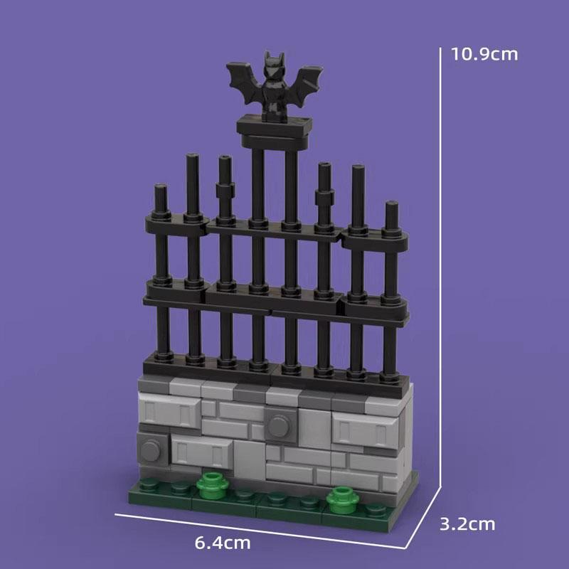 

MOC Medieval Dark Style Ghost Gate Cemetery Fence Halloween Assembly Building Blocks Toy Model Electronic drawings