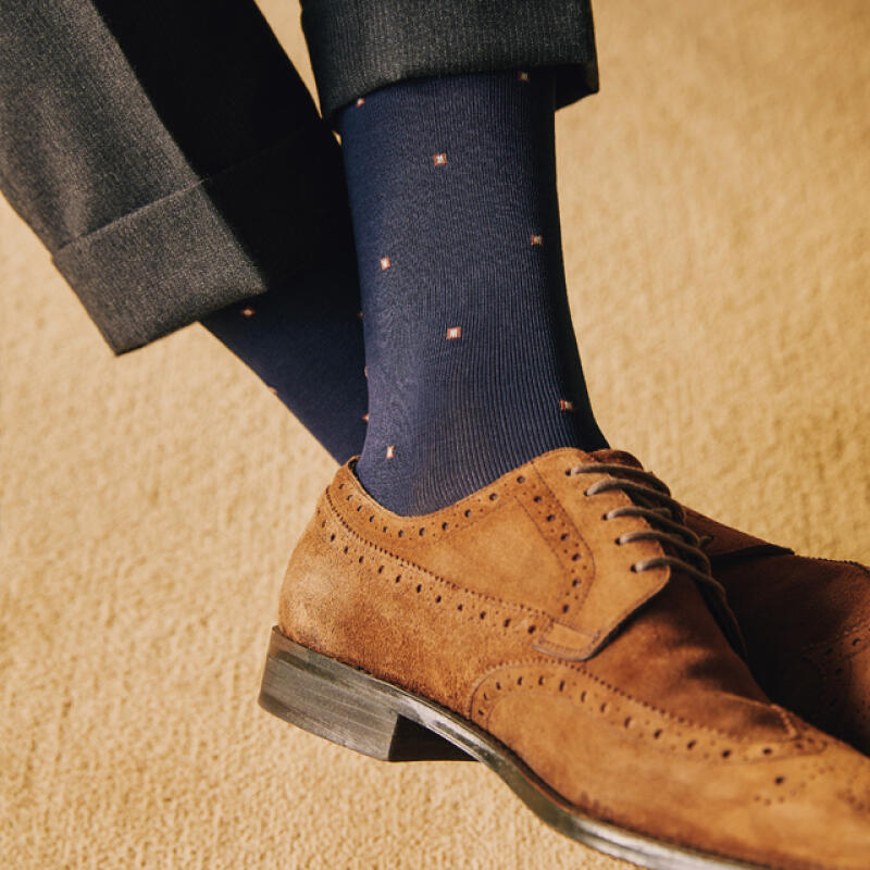 Silk Square Dot Pattern Socks (2 Colors) black