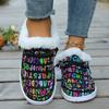 Cross-border Foreign Christmas Large-size Cotton Boots Autumn and Winter New Models Fleece Thickened Versatile Warm Flat Bottom Round Head Simple