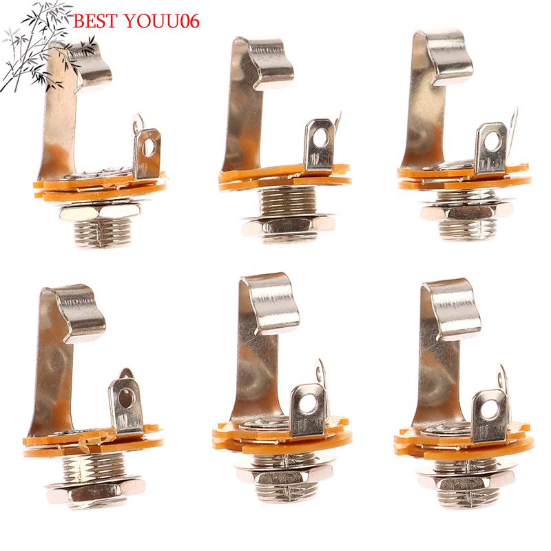 (YOUU06)5pcs Electric Guitar Input Jack For Electric Guitar Bass Guitar 1/4"" (6.35mm) 6.5MM Mono Jack Socket Nut & Washer