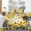 Sunflower Pattern Deluxe Household Bedding Set Full-size Quilt Cover and Pillowcase Plant Print Washable and Comfortable Bedroom Bedding