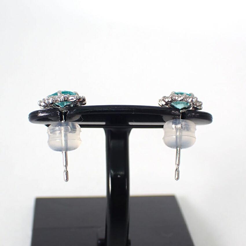 Pt900 Apatite Paraiba Color/Diamond Earrings/j23-4