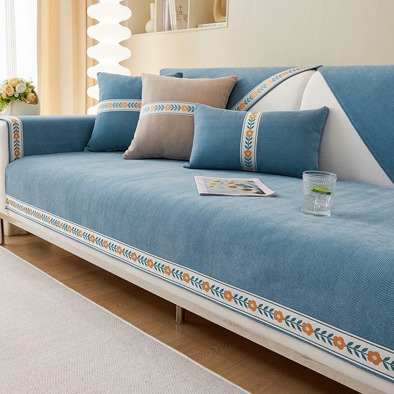 Chenille Home Sofa-Kissenbezug, Stoff, vier Jahreszeiten, universelles Sofakissen, rutschfester und luxuriöser, moderner High-End-Sofabezug aus Leder