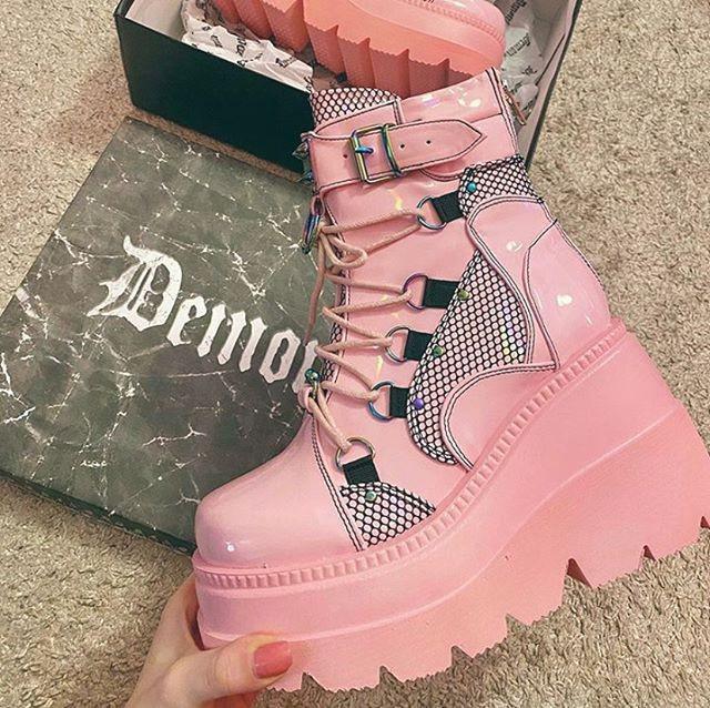 Women's 2022 Pink Wedge Heel Martin Boots with Thick Sole - Plus Size, European & American Fashion Short Boots