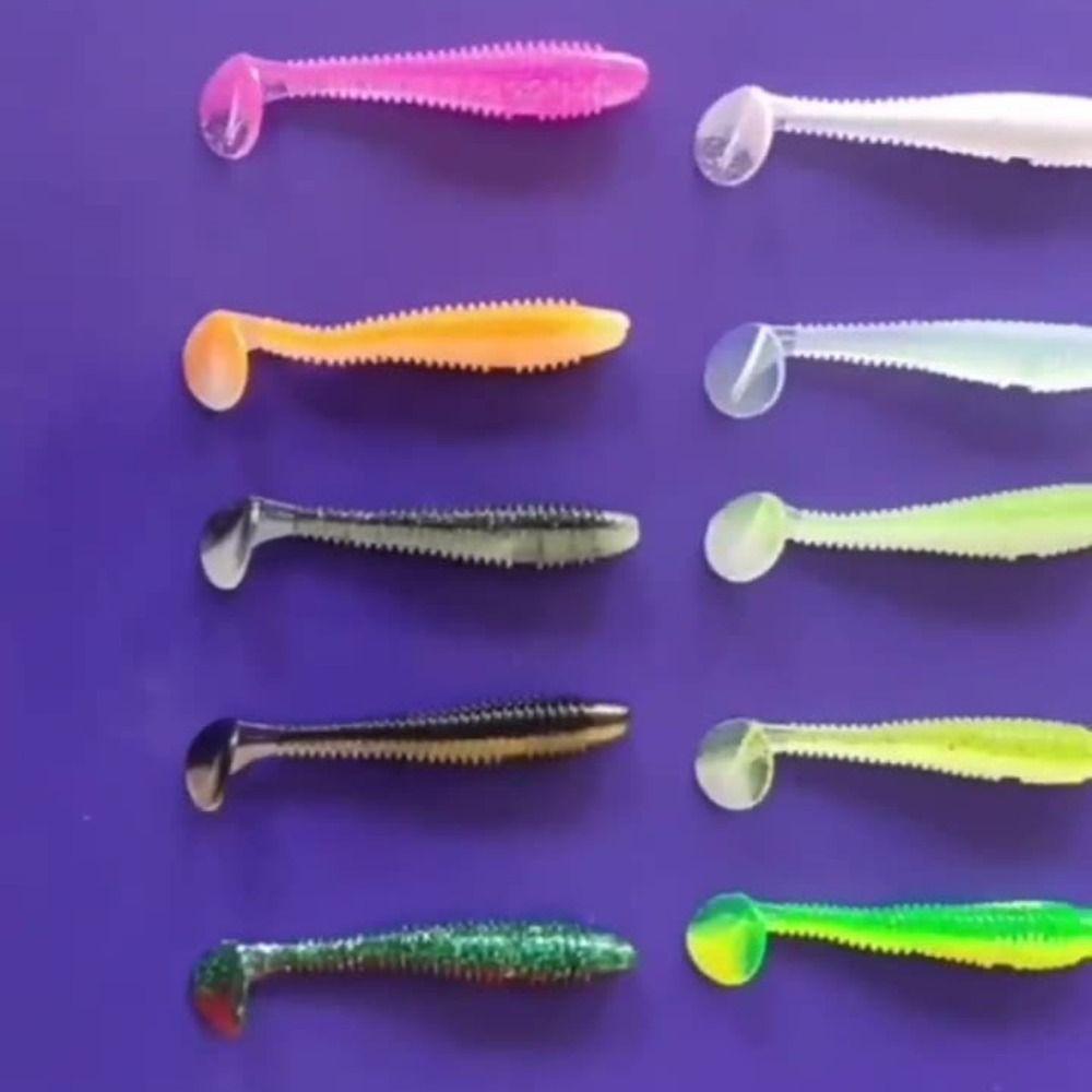 50PCS Vivid Silicone Fishing Soft Lures 5.5cm Soft Artificial Lures 9 Colors Fishing Jig Lure Fishing