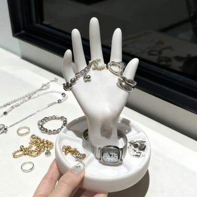 Jewelry Storage Rack with 5 Finger Shape Sculpture Smooth Rounded Design Jewelry Organizer for Rings Bracelets Necklaces Earrings