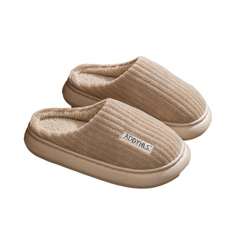 Cotton slippers women's velvet thickened winter thick bottom new non-slip bag and confinement home indoor household wool slippers men