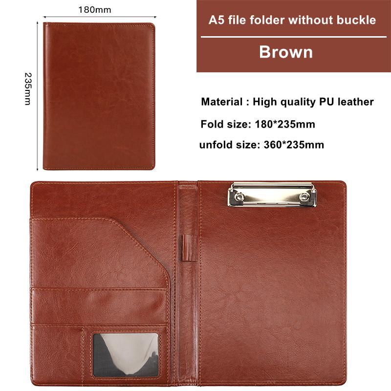 A5 Size PU Leather File Folder Office Stationery Ring Binder with Clip Binder Without Buckle A5 Portfolio Binder (Brown,A5) коричневый