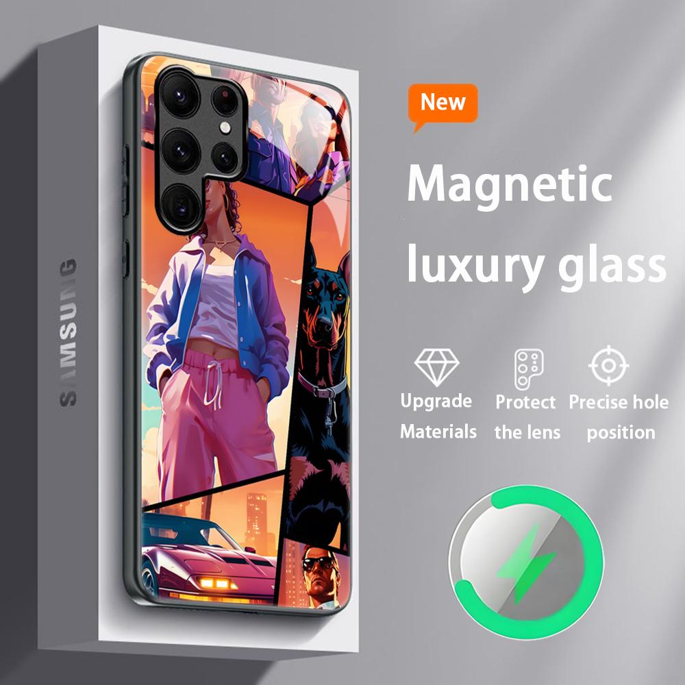 G-GTA6 R Star Game Hot Phone Case For Samsung S25 S24 S23 S22 S21 S20 Plus Ultra Note20 Glass Magnetic Case
