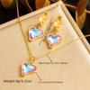 gold heart crystal jewelry set necklace earrings for women