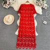 Elegant Summer A-line Sequin Tassel Dress - Short Sleeve, Round Neck, Loose Fit