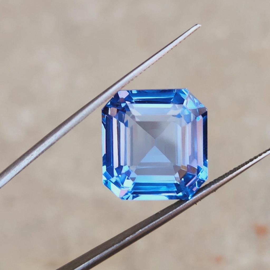 AAA 14x13 MM Natural Santa Maria Aquamarine Loose Asscher Cut Gemstone p507