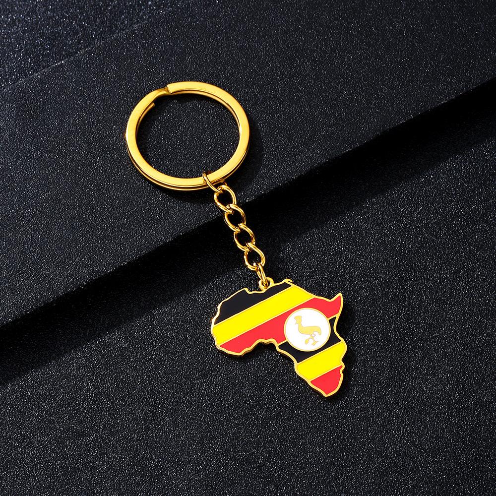 Portachiavi Premium in Acciaio Inossidabile con Ciondolo Mappa Bandiera Africa Ghana Nigeria Capo Verde Congo Uganda Regalo per Appassionati di Viaggi