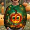 Kid Long Sleeves T-Shirt Fashionable Creativity Halloween Pumpkin Graphic Print Autumn Casual Sports Versatile Comfortable Loose T-Shirt