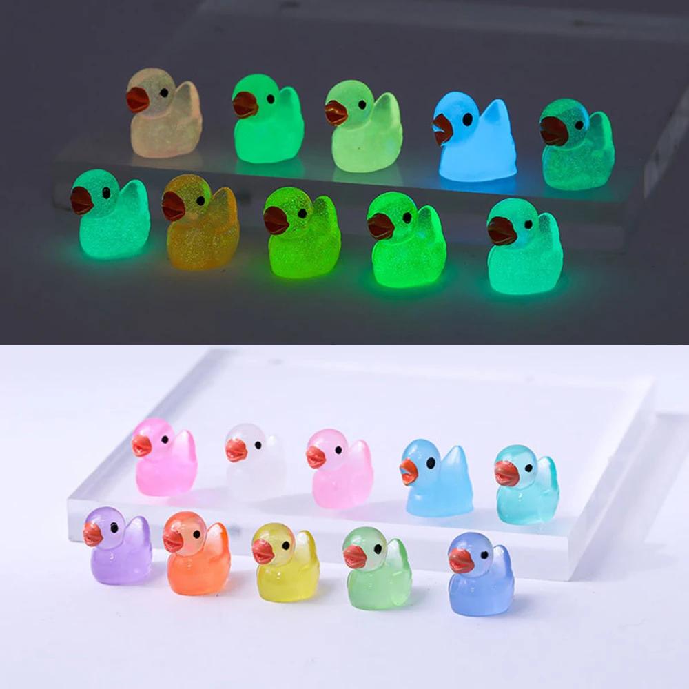 10/20PCS Luminous Mini Ducks Moss Microlandscape Miniature Duck Figurines Fairy Garden Accessories Home Decor Glow Dark Toys
