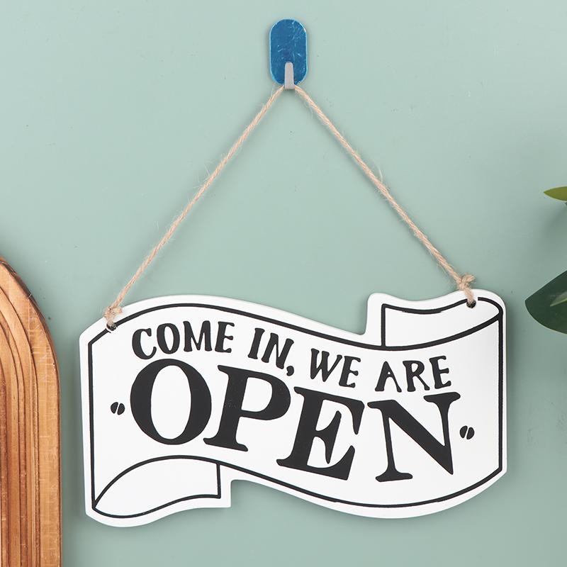Double Sided Open Closed Sign Hanging Wooden Board With Rope For Business Shop Door Store Hours Status Tag European Style