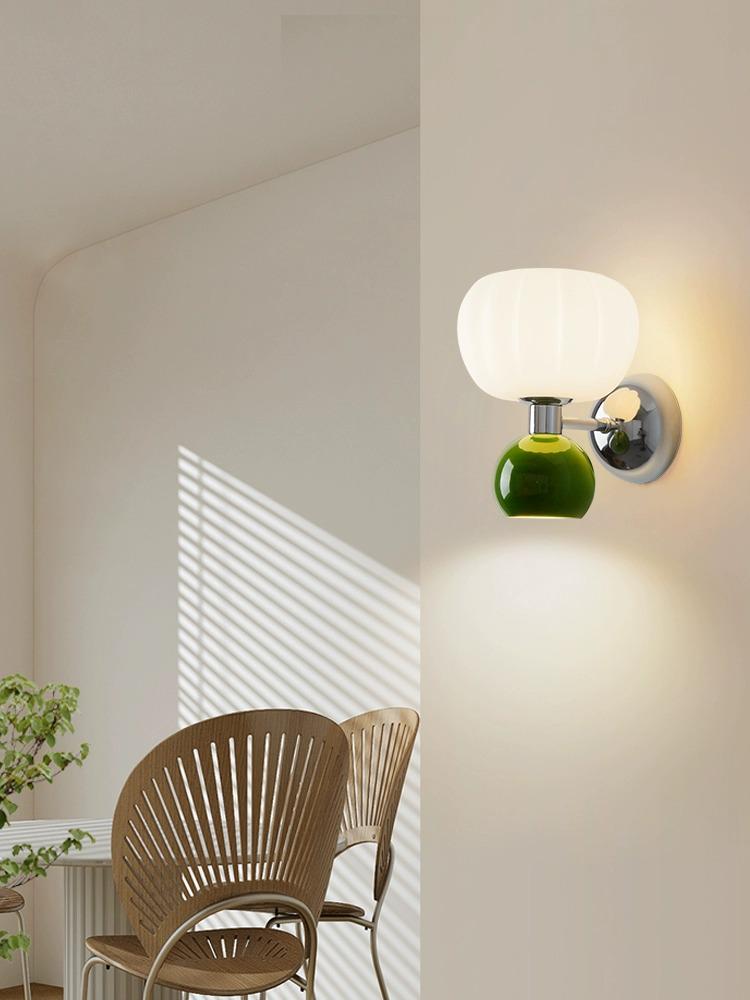Modern Minimalist French Cream Pumpkin Wall Light for Bedroom or Corridor