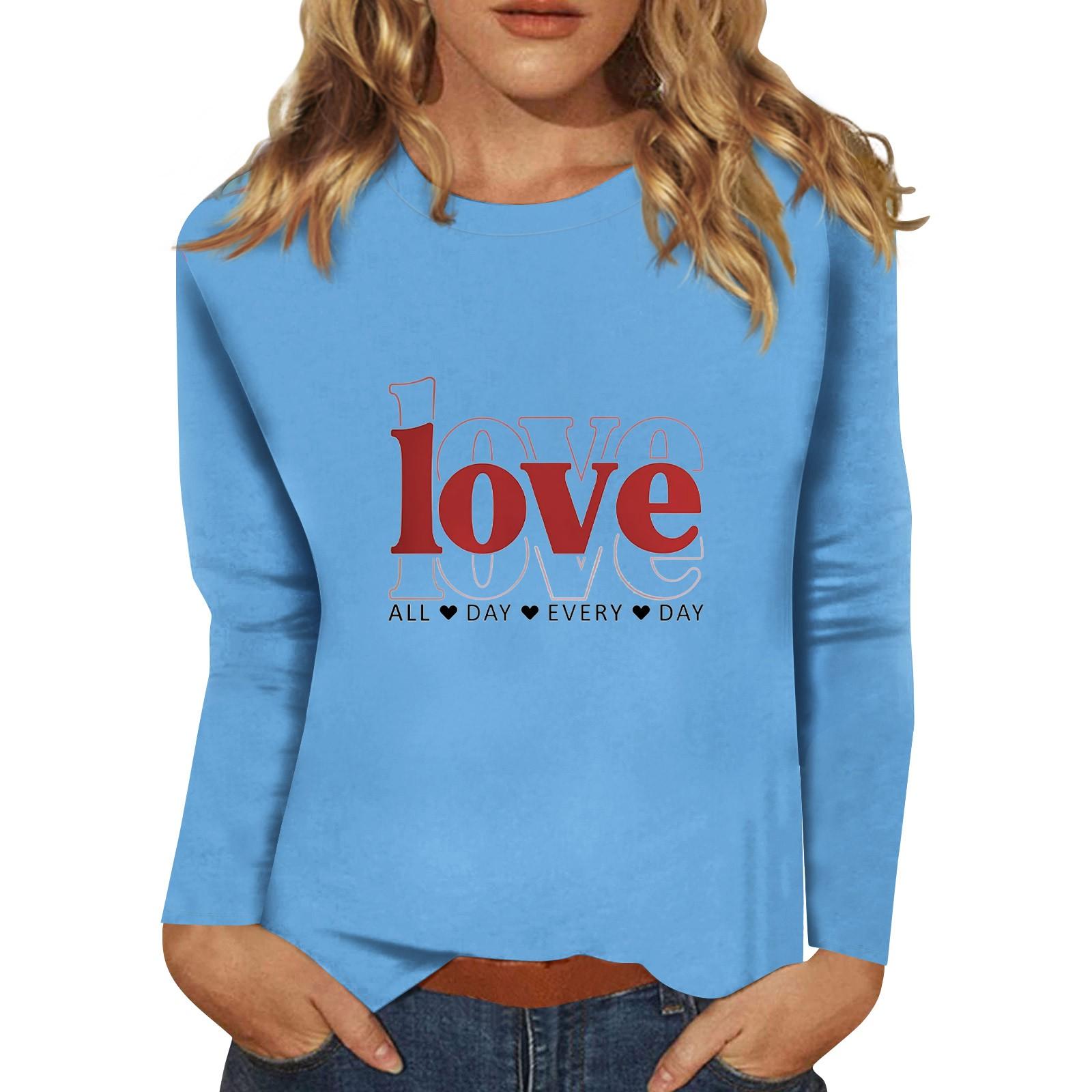 

Женский модный повседневный топ с длинными рукавами и принтом ко Дню святого Валентина, с круглым вырезом, с длинными рукавами XXXXL