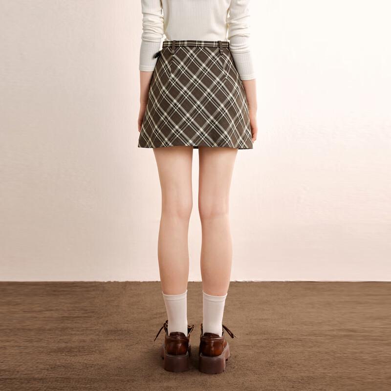 Ledian Vintage School Style Plaid A-Line Mini Skirt