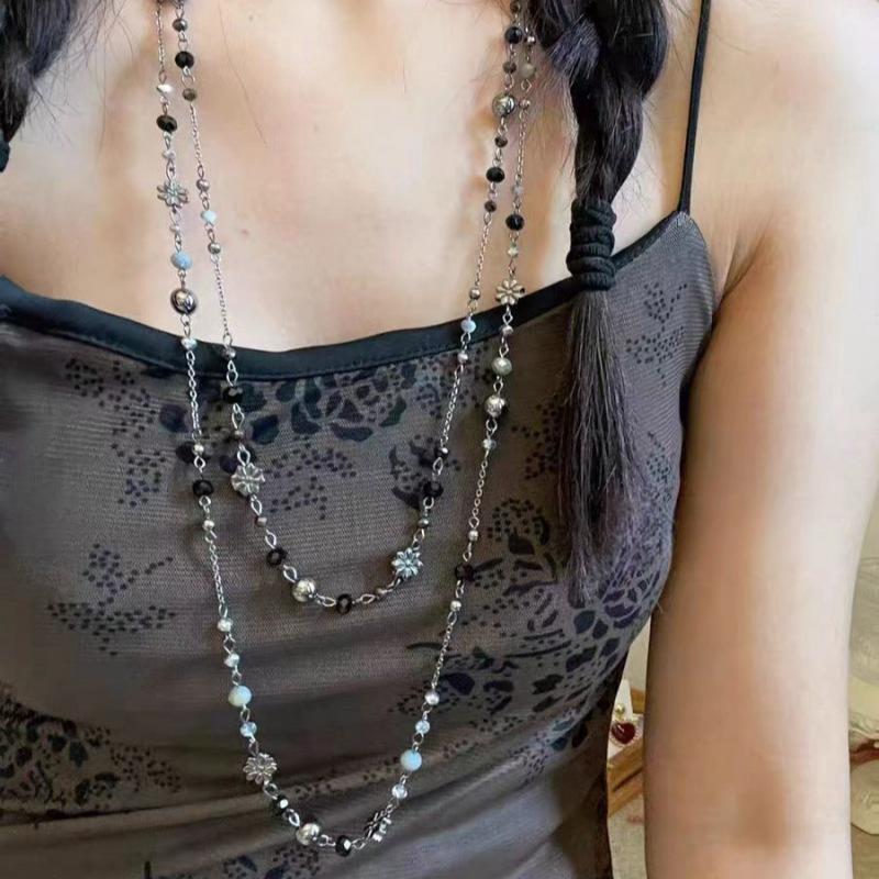 Bohemian Beaded Long Sweater Necklace Women'S Fashion Stackable Long Necklace