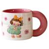 Retro Style Girl Pastoral Style Ceramic Mug Best Friend Drinking Water Breakfast Cup Creative Girl Activity Souvenir