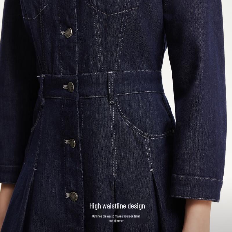 Veromoda Damen einreihiges Jeanskleid mit Puffärmeln
