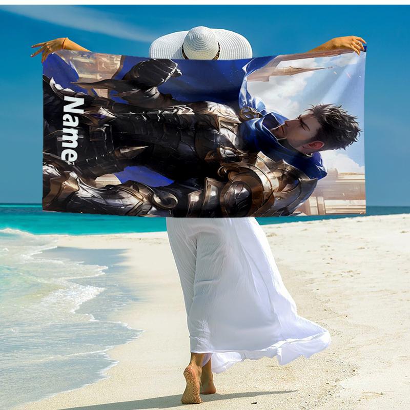 Custom Name Ultra-Soft Beach Towel with League of Legends Theme,Ideal for Pool - Camping, Diving - Perfect Travel Essential, Vibrant Beach Towel.