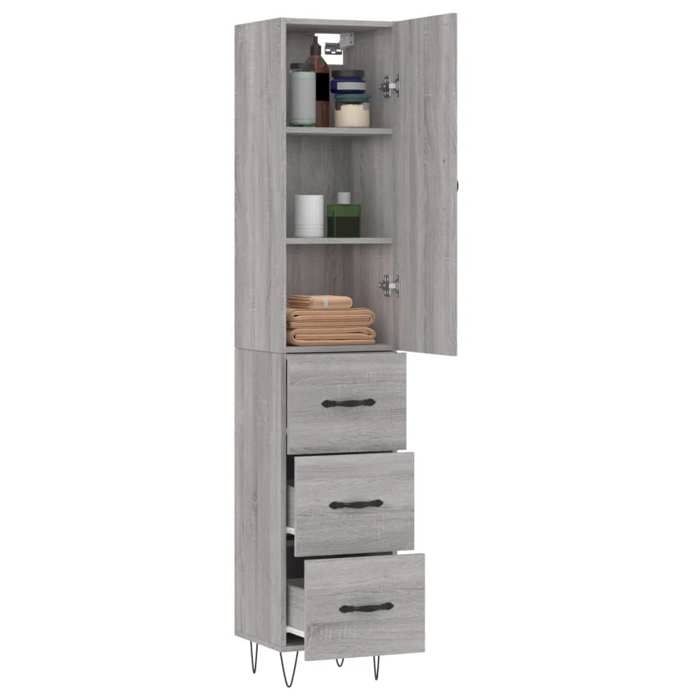 VidaXL Highboard Sonoma Grey 34.5x34x180 Cm Engineered Wood 3198887