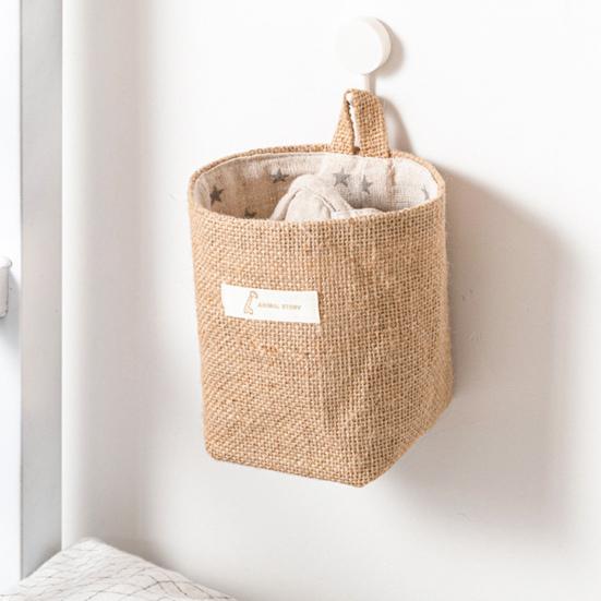 Aufbewahrungskorb, zusammenklappbar, platzsparend, Baumwolle, Flachs, Make-up, zum Aufhängen, Taschentasche, Heimdekoration