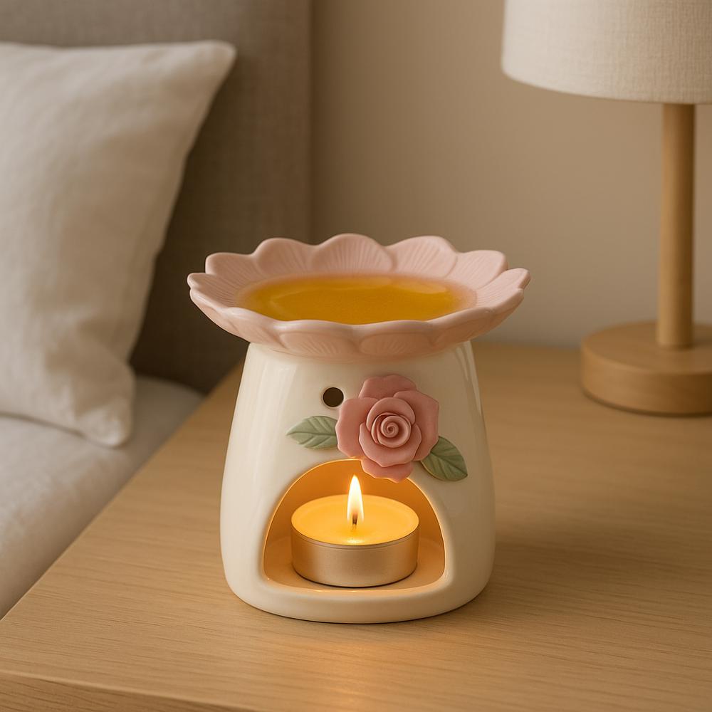 Ceramic Flower Aromatherapy Stove Heat Resistant Heating Incense Device Candle Stove  Yoga Room