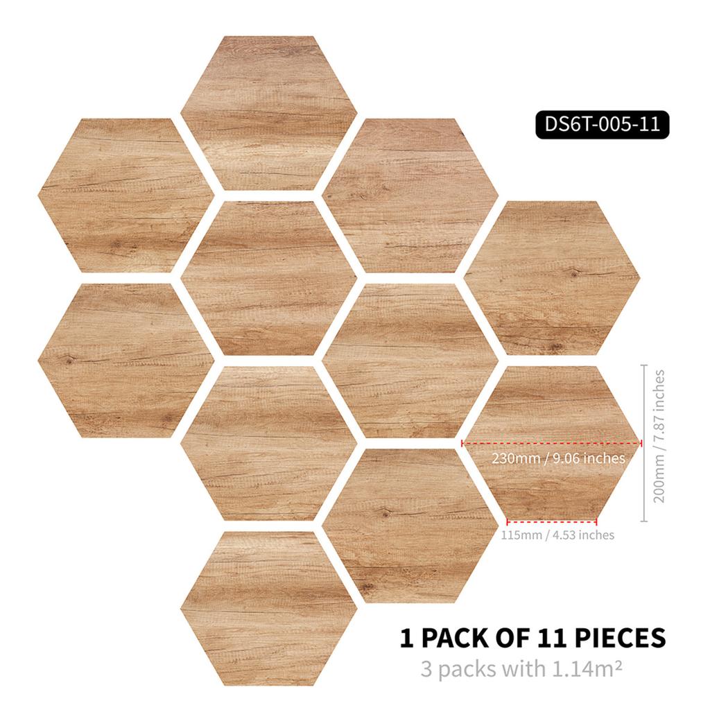 Marble Wood Grain Self-Adhesive Hexagonal Floor Sticker Waterproof Home Decoration Hexagonal Art Splicing Floor Sticker