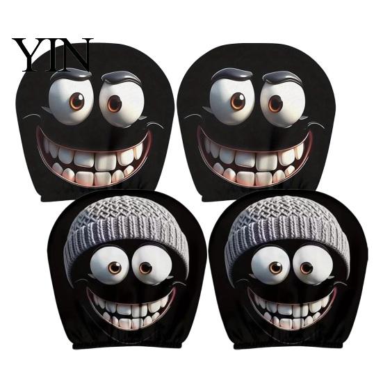 Breathable Elastic Headrest Sleeves 4 Pcs Halloween Car Covers, Creepy Ghost Face Seat Polyester Accessories Protector, Universal Auto Decor
