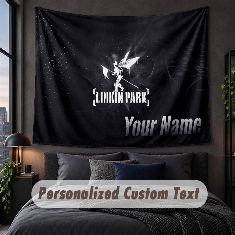 Custom Name Text Tapestry,Linkin Park Decorative Wall Hanging, Background Tapestry For Home Bedroom