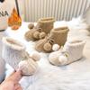 Korean Cute Girls' Winter Bowknot Velvet Cotton Shoes 2025 - Warm Fashionable Baby Boots