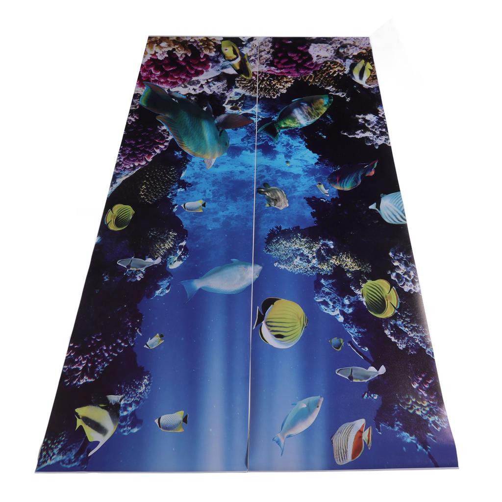 2pcs Door Sticker Underwater World Pattern Frosted Texture Self Adhesive Waterproof 3D Door Poster for Home