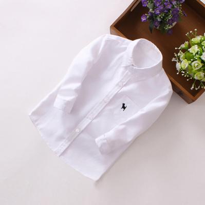 Cute Puppy Embroidery White Shirt Children's White Shirt Performance Clothes Middle Children's White Shirt Spring Autumn Long Sleeve Shirt