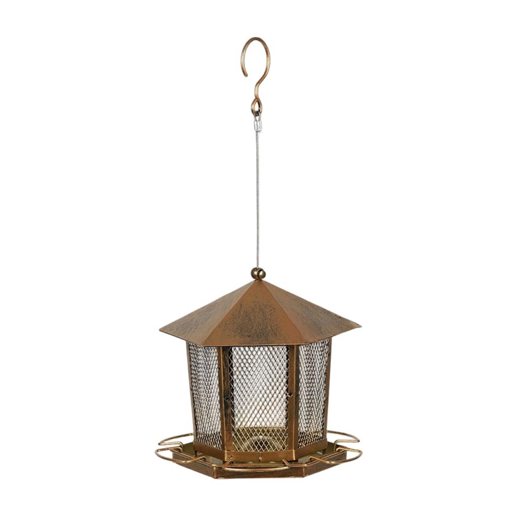 Outdoor Wrought Iron Hanging Bird Feeder For Balconies, -Resistant, Large Capacity Food Storage, Garden And Patio Decoration, Bird Feeding.
