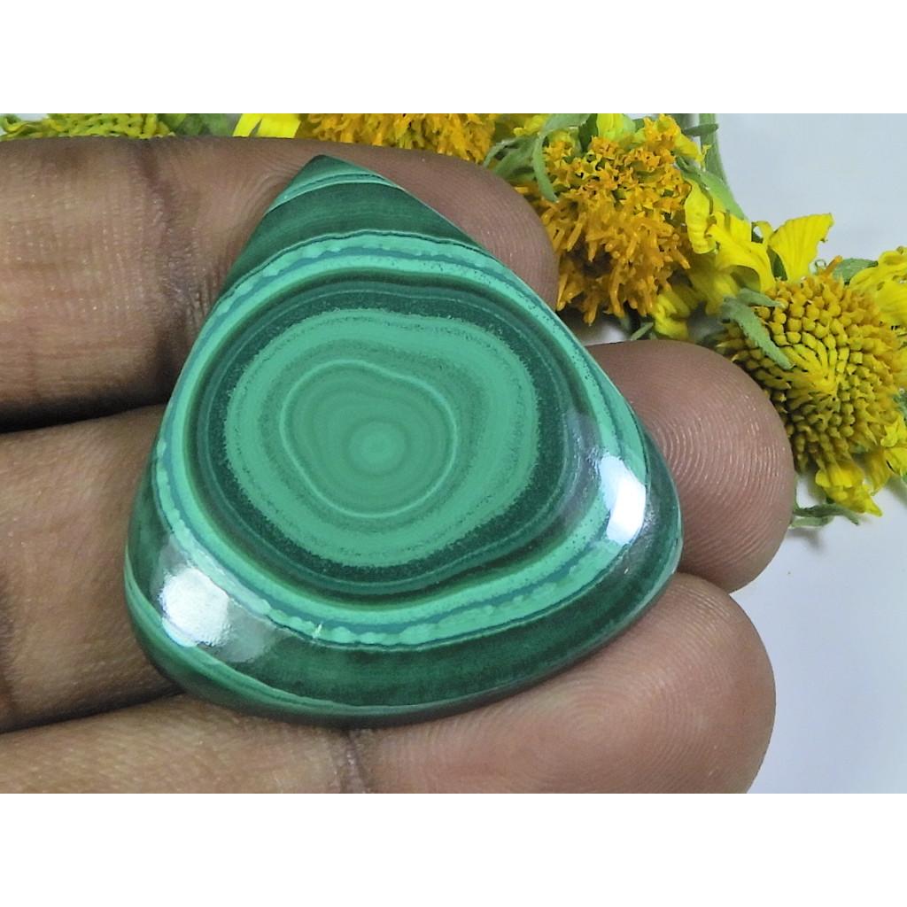 AA++ Natural Green Malachite Pear Cabochon Loose Gemstone 30X35X05MM 64 Cts. D-58
